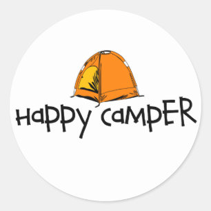 Pegatina Redonda Feliz Camper