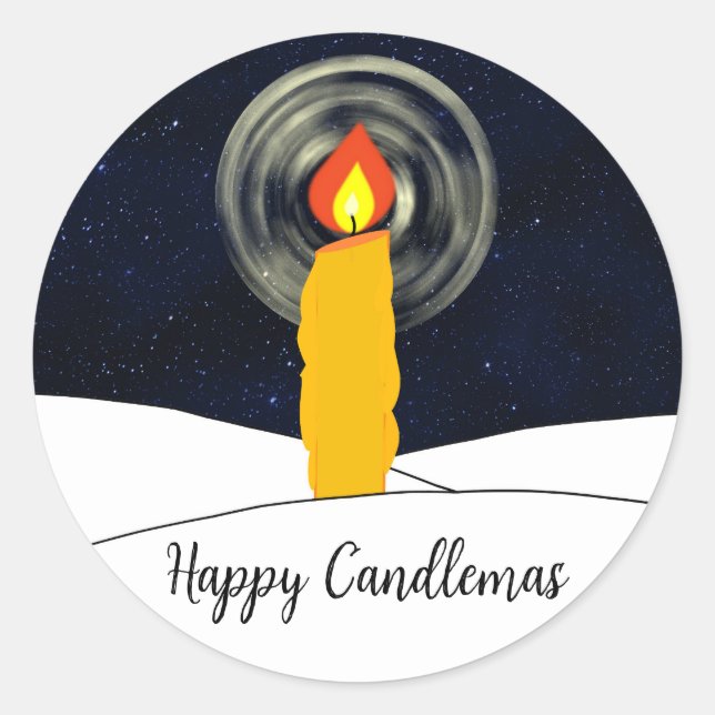Pegatina Redonda Feliz Candlemas (Anverso)