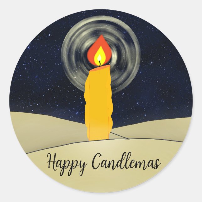 Pegatina Redonda Feliz Candlemas (Anverso)