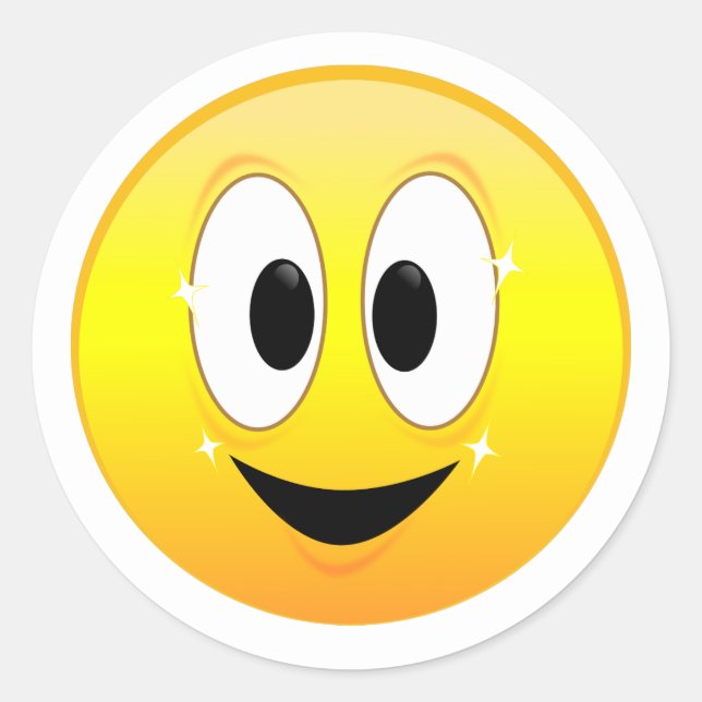Pegatina Redonda Feliz cara sonriente amarilla (Anverso)