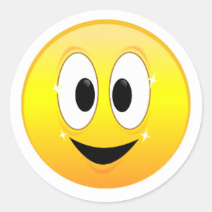 Pegatina Redonda Feliz cara sonriente amarilla