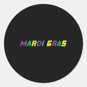 Pegatina Redonda Feliz Carnaval de Mardi Gras Louisiana Hombres de