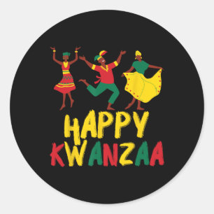 Pegatina Redonda Feliz celebración de Kwanzaa Siete principios afri