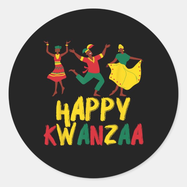 Pegatina Redonda Feliz celebración de Kwanzaa Siete principios afri (Anverso)