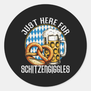 Pegatina Redonda Feliz Cerveza Pretzel Calabaza Hombres Festividade
