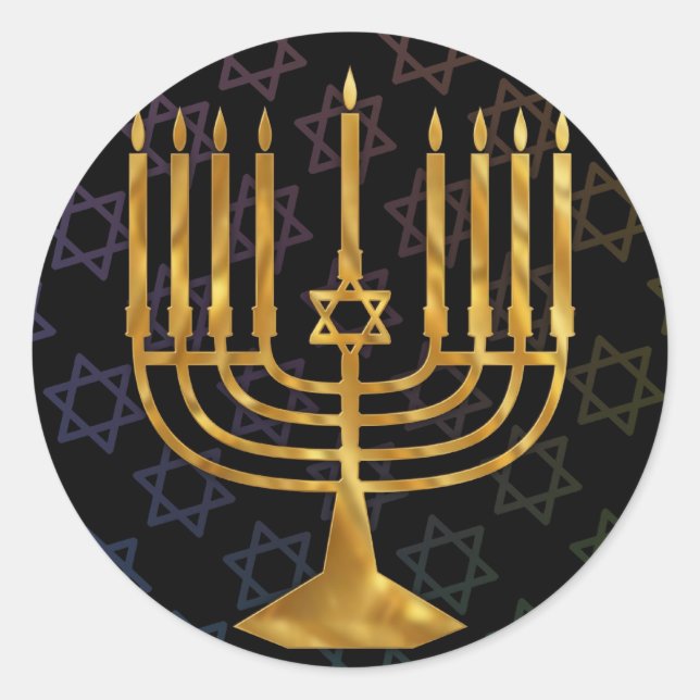 Pegatina Redonda Feliz chanukah (Anverso)