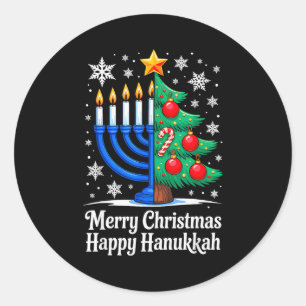 Pegatina Redonda Feliz Chrismukkah Feliz Navidad Hanukkah Pareo