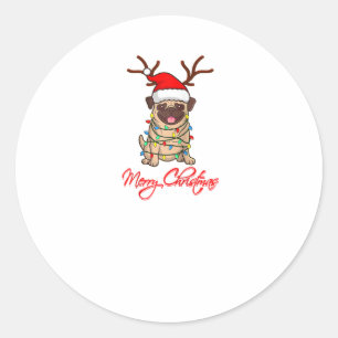 Pegatina Redonda FELIZ CHRISTMAS PROPIETARIO DE PUG Navidades feos 