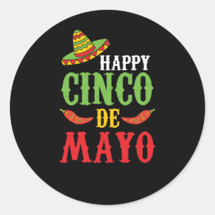 Pegatina Redonda Feliz Cinco De Mayo