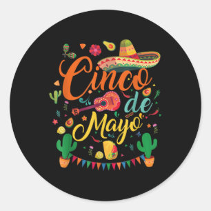 Pegatina Redonda Feliz Cinco De Mayo Fiesta Fiesta Mexicano 5 De Ma