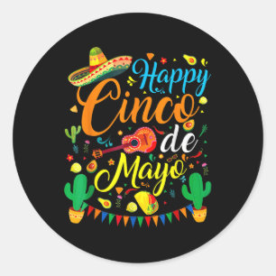 Pegatina Redonda Feliz Cinco De Mayo Fiesta Mexicana 5 De Mayo Mexi
