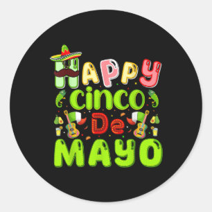 Pegatina Redonda Feliz Cinco De Mayo Fiesta Mexicana Fiesta 5 De Ma