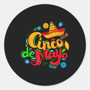 Pegatina Redonda Feliz Cinco De Mayo Hombres Mujeres Niños 5 De May