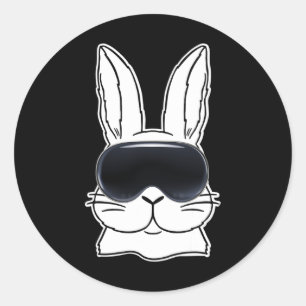 Pegatina Redonda Feliz Conejo Con Vr Gles Metaver Día De Pascua Pap