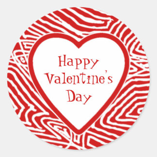 Pegatina Redonda Feliz Corazón de San Valentín