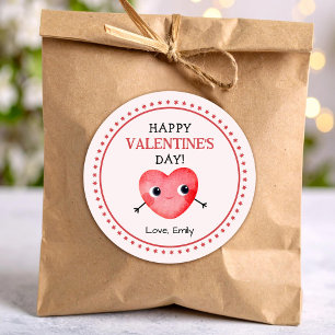 Pegatina Redonda Feliz corazón del día de San Valentín