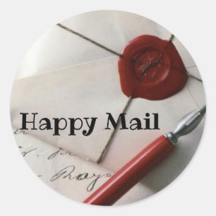 Pegatina Redonda Feliz correo