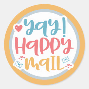 Pegatina Redonda Feliz correo