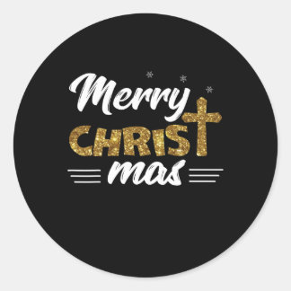 Pegatina Redonda Feliz Cristo Mas Navidades divertidos familia coin