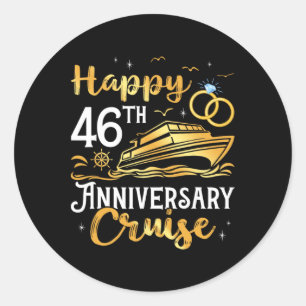 Pegatina Redonda Feliz crucero de aniversario número 46 viaje de bo