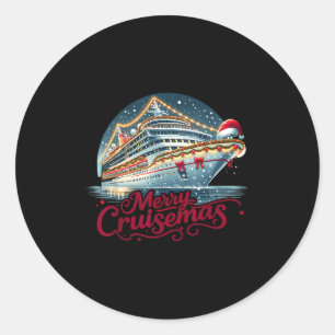 Pegatina Redonda Feliz Crucero de Navidad - Crucero Mas 