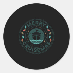 Pegatina Redonda Feliz Crucero de Navidad Crucero-mas Navidad Cruce
