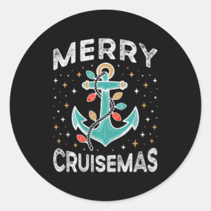 Pegatina Redonda Feliz Crucero de Navidad Crucero Mas Pijamas de Na