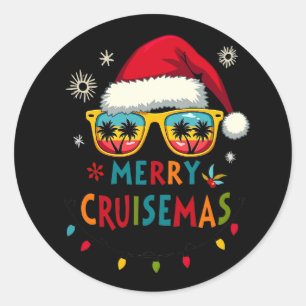 Pegatina Redonda Feliz Cruisemas 2025 Navidad Santa Reno