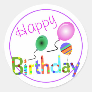 Pegatina Redonda Feliz cumpleaños