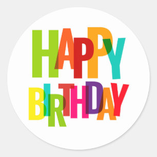 Pegatina Redonda Feliz cumpleaños