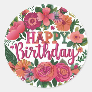 Pegatina Redonda Feliz cumpleaños