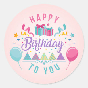Pegatina Redonda Feliz cumpleaños