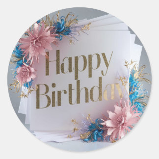 Pegatina Redonda Feliz cumpleaños