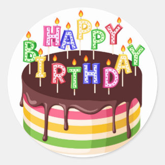 Pegatina Redonda Feliz cumpleaños