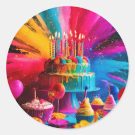 Pegatina Redonda Feliz cumpleaños