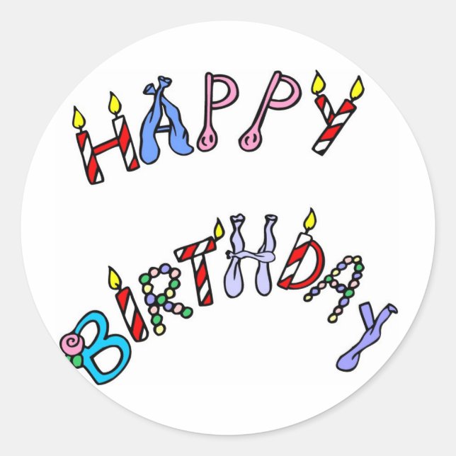 Pegatina Redonda ¡Feliz cumpleaños! (Anverso)