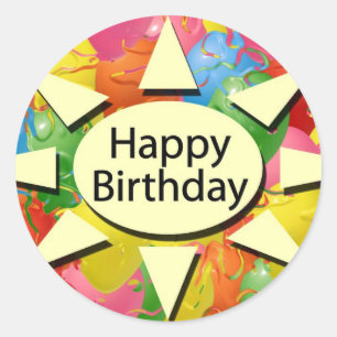 Pegatina Redonda Feliz cumpleaños