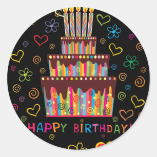 Pegatina Redonda Feliz cumpleaños
