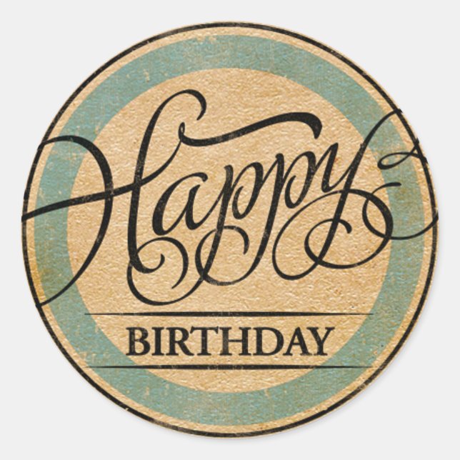 Pegatina Redonda Feliz cumpleaños (Anverso)