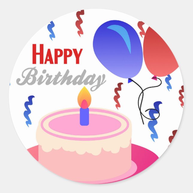Pegatina Redonda Feliz cumpleaños (Anverso)