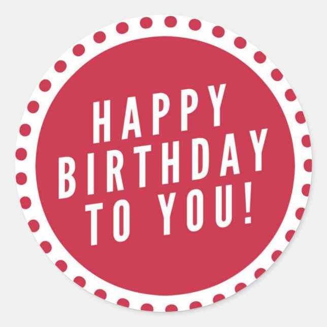 Pegatina Redonda Feliz cumpleaños (Anverso)