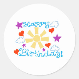 Pegatina Redonda Feliz Cumpleaños 