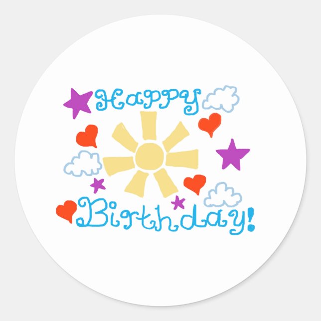 Pegatina Redonda Feliz Cumpleaños  (Anverso)