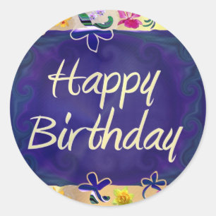 Pegatina Redonda Feliz cumpleaños