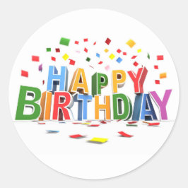Pegatina Redonda Feliz cumpleaños