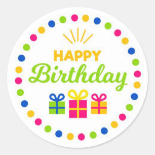 Pegatina Redonda Feliz cumpleaños