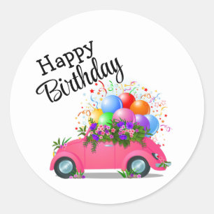 Pegatina Redonda Feliz cumpleaños