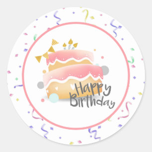 Pegatina Redonda Feliz Cumpleaños