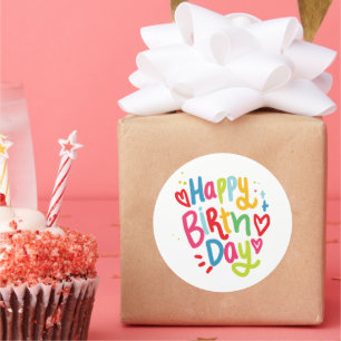 Pegatina Redonda Feliz cumpleaños
