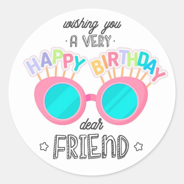 Pegatina Redonda Feliz Cumpleaños (Anverso)